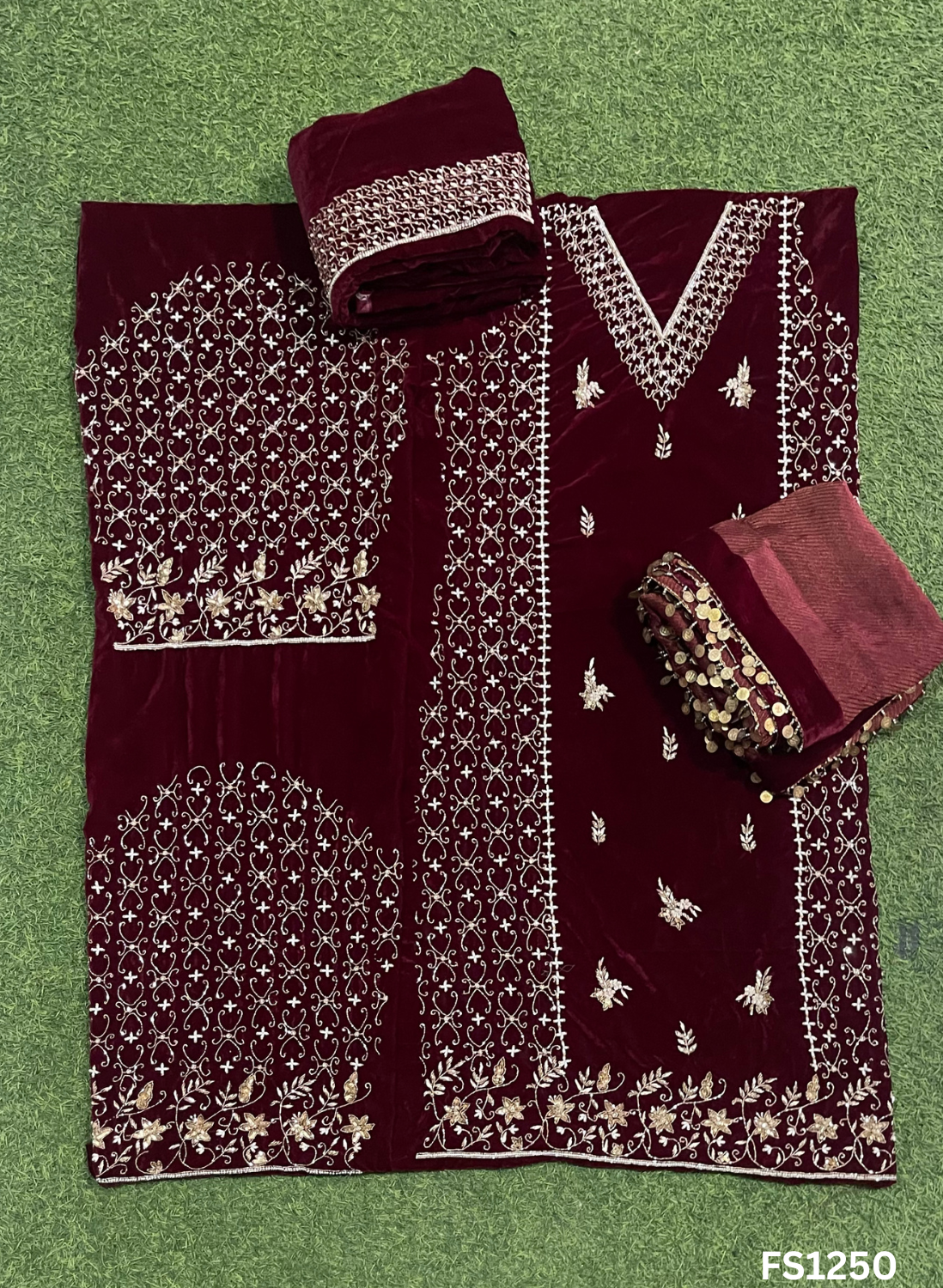 Mehroon Velvet Nightwear main image 0