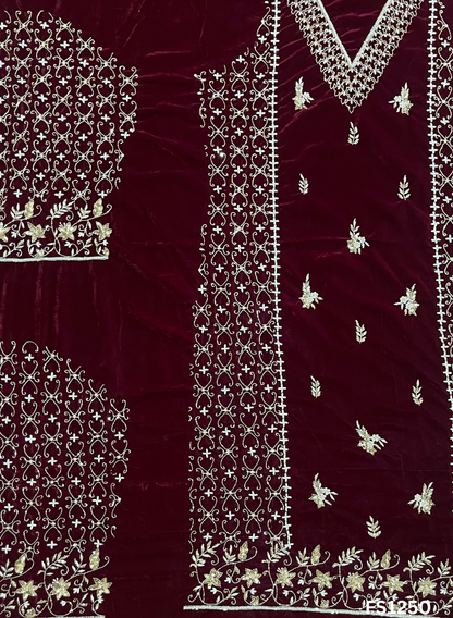 FS2150 | Mehroon | Velvet suite | Pure velvet | Wedding | Party Wear | Jaggo | Ring Ceremony | Festival