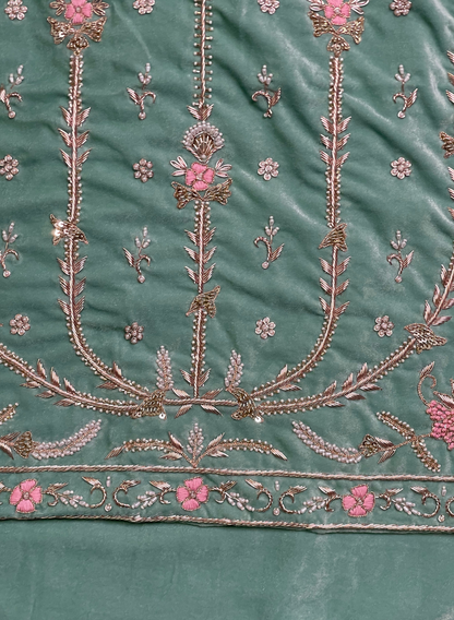 Sky blue |velvet suite | Pure velvet | Wedding | Party Wear | Jaggo | Ring Ceremony | Festival | Allover