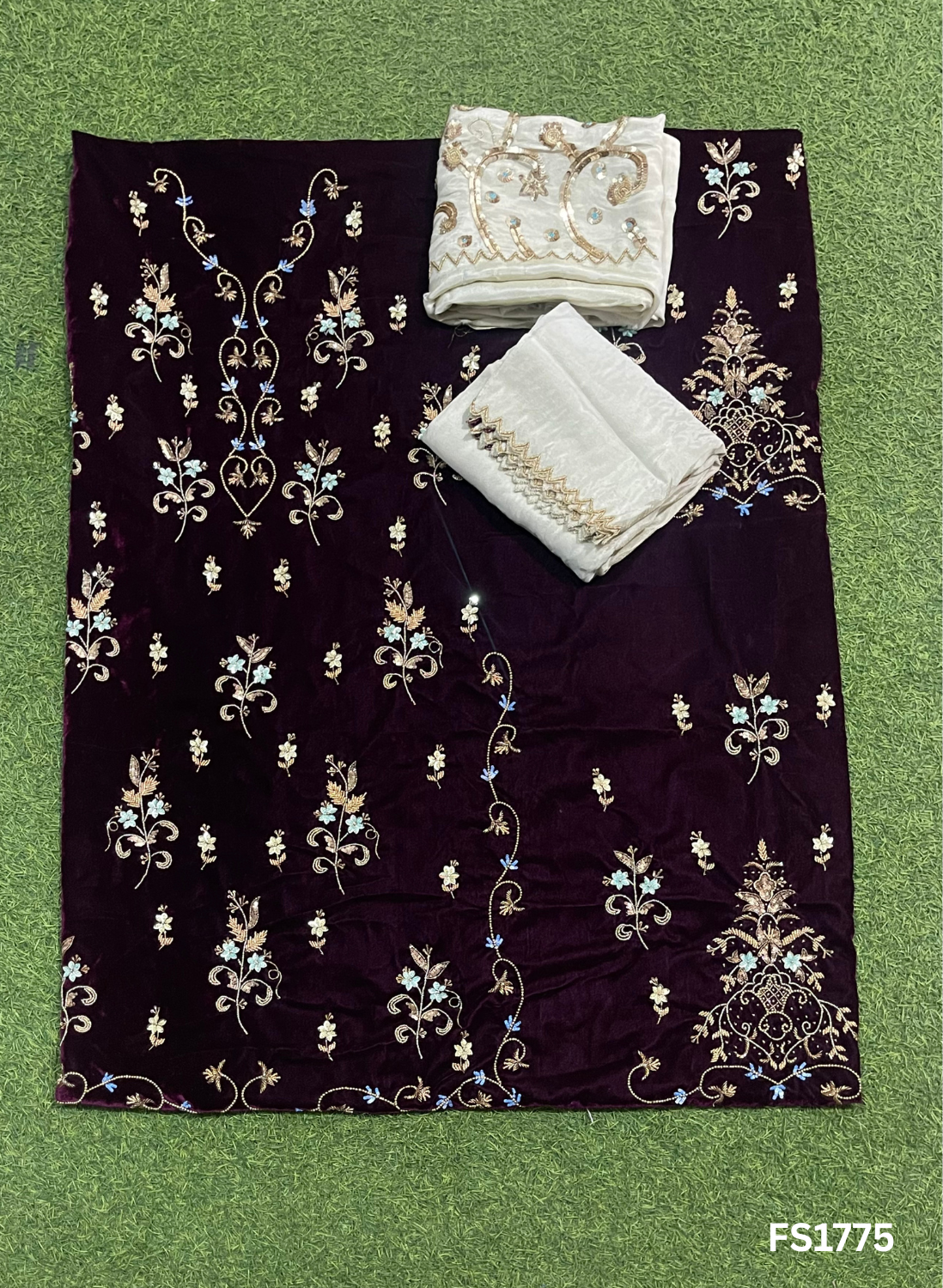 FS1775 | mehroon  | Velvet suite | Pure velvet | Wedding | Party Wear | Jaggo | Ring Ceremony | Festival