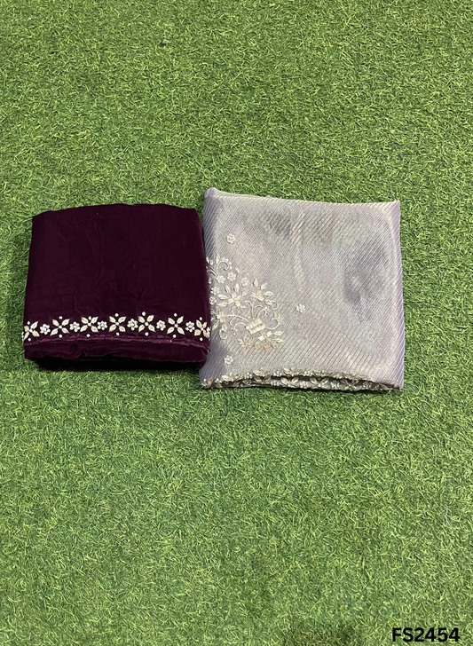 FS2454 | Peach-Wine | Shimmer | Velvet suite | Pure velvet | Wedding | Party Wear | Jaggo | Ring Ceremony | Festival