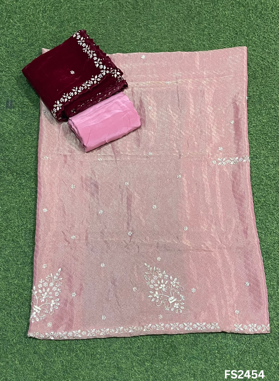FS2454 | Peach-Wine | Shimmer | Velvet suite | Pure velvet | Wedding | Party Wear | Jaggo | Ring Ceremony | Festival