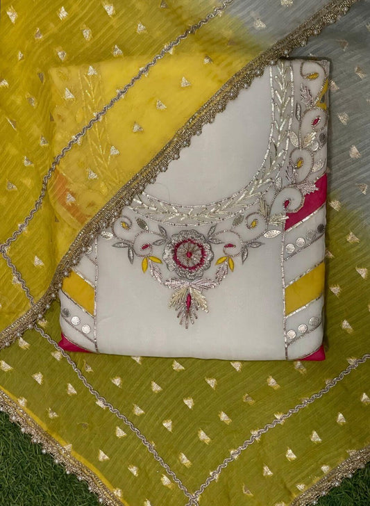 White Organza Suit | Wedding | Party Wear | Jaggo| Festival | Casual Wear |