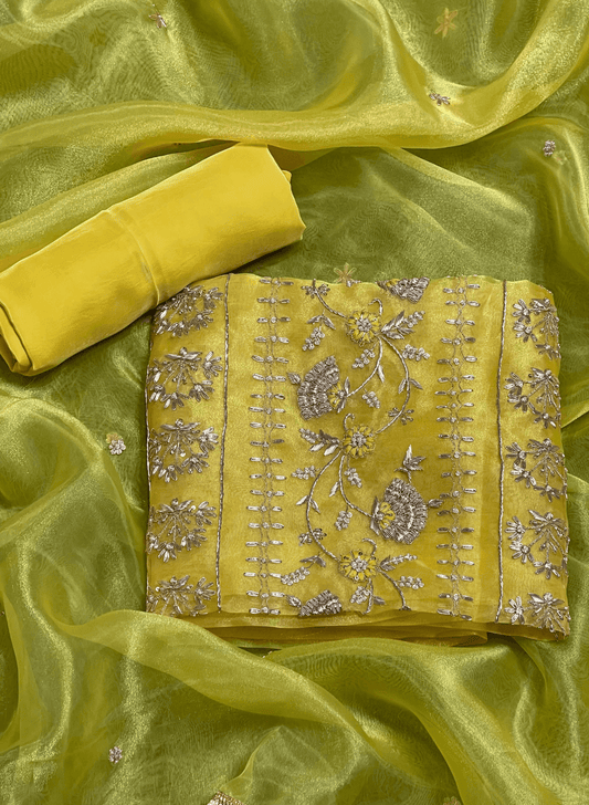 Yellow | Glass Shimmer Suit| Party Wear | Wedding | Jaggo | Ring Ceremony | Festival| FS271