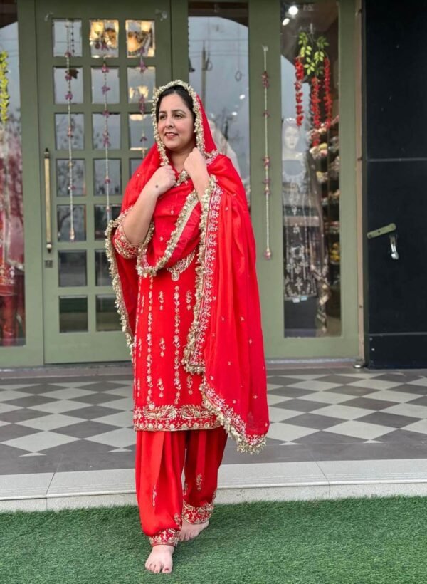 Sareetag Red Heavy Designer Bridal Wear Salwar Suit – Sareetag