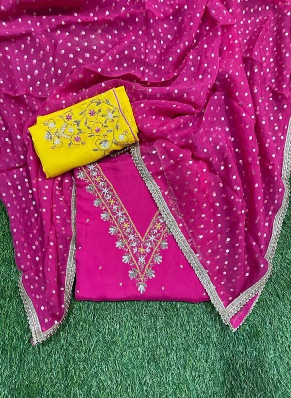 Hot Pink Organza Suit | Party Wear | Wedding | Jaggo | Haldi Suit ...