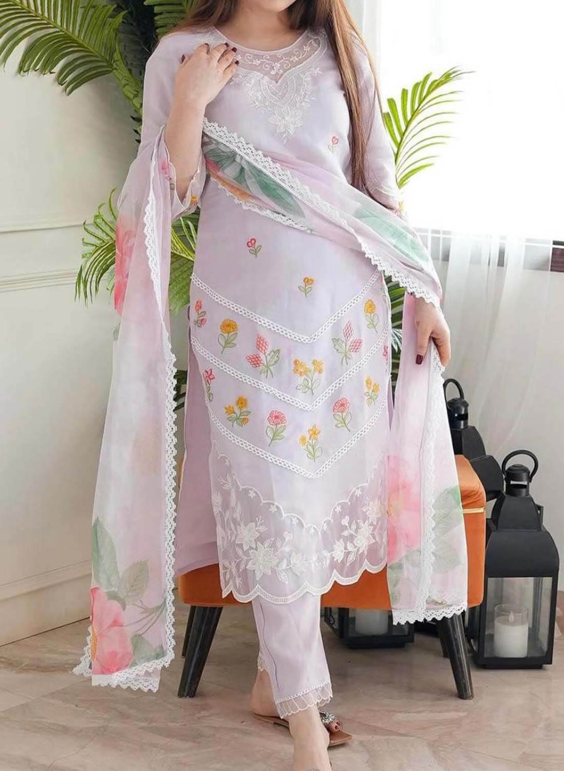 Machine Embroidered Classy Pure Silk Suit In Light Pink Color With Dupatta  | Indian outfits, Punjabi outfits, Indian designer wear