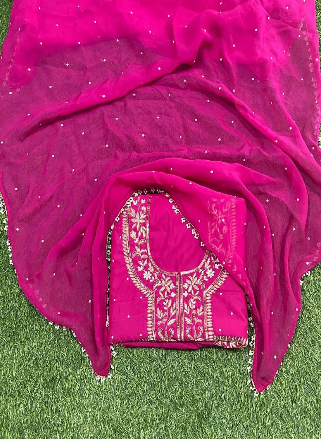 Hot Pink | Cross Silk Suit | Wedding | Party Wear | Jaggo | Ring Ceremony | Festival | Bridal